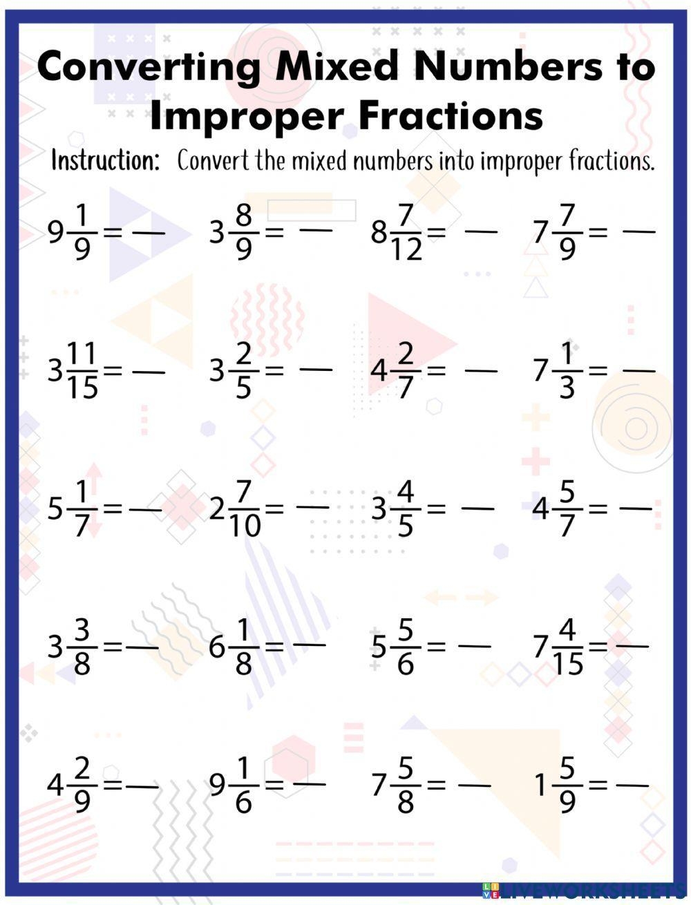 Grade 4 Math Worksheet Comparing Fractions And Mixed Numbers Grade 4 Math Worksheet Comparing Fractions And Mixed Numbers