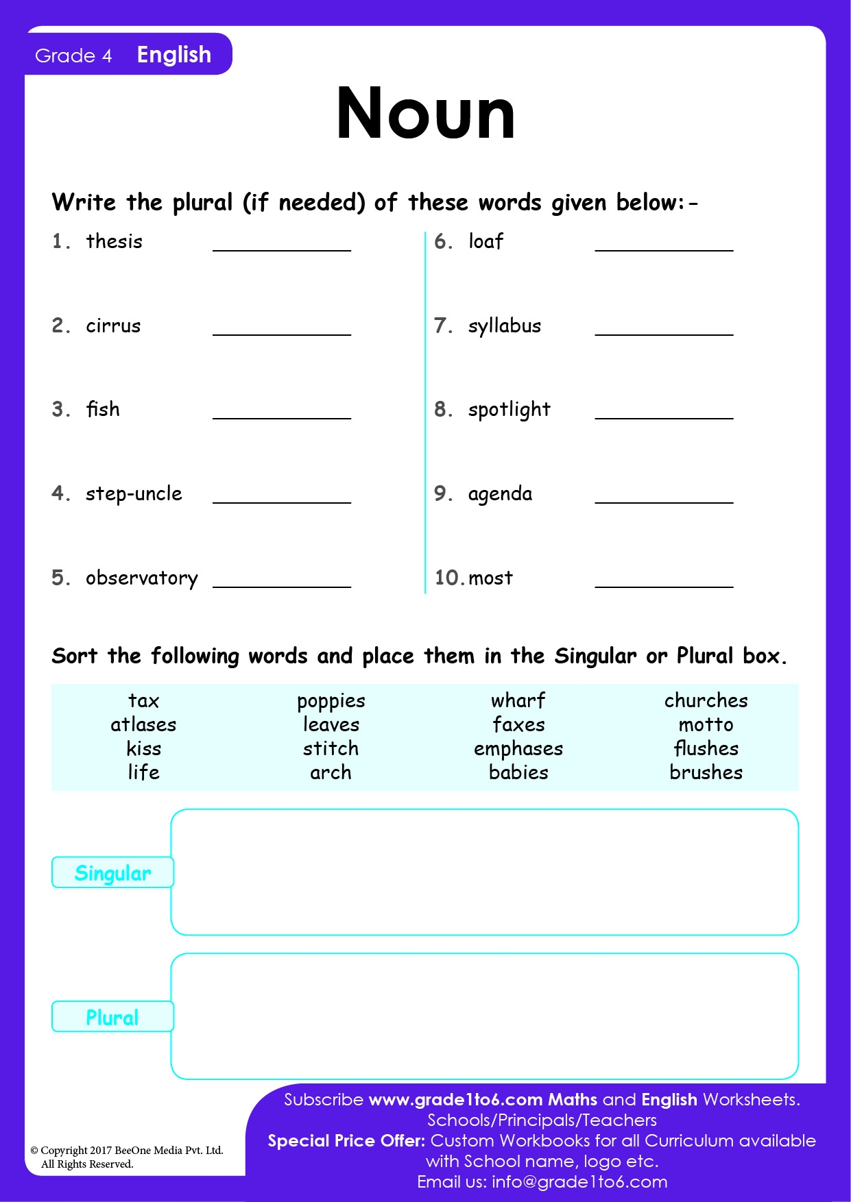 4th grade english worksheets