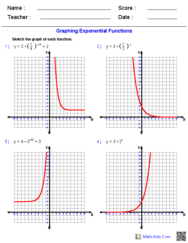 worksheet graphing exponential functions