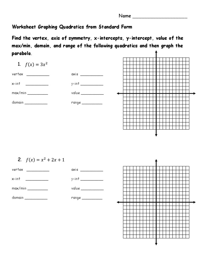 Graphs Of Quadratic Equations Worksheet teacher Made Worksheets 