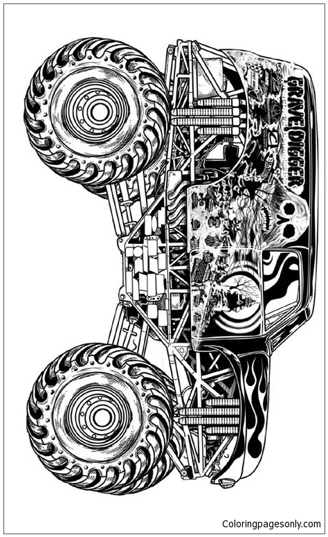Grave Digger Monster Jam Monster Truck Coloring Pages