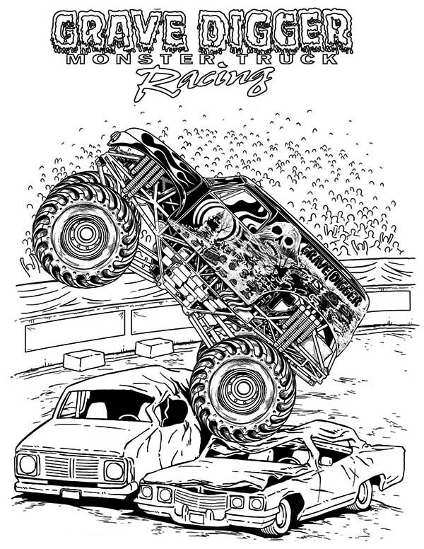 Grave Digger Monster Truck Coloring Pages Coloring Monster Pages 
