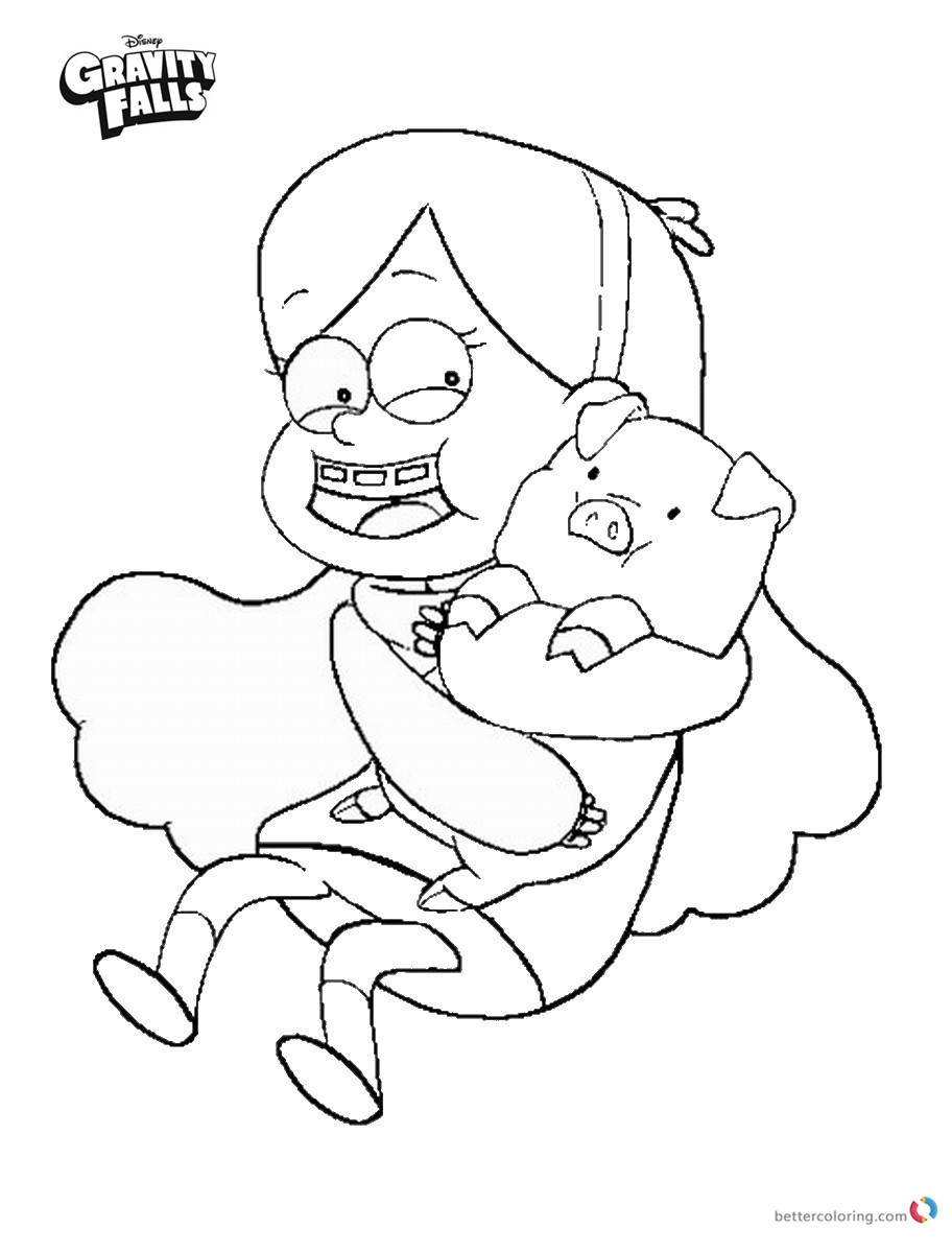 Gravity Falls Coloring Pages Mabel And Waddles Free Printable 