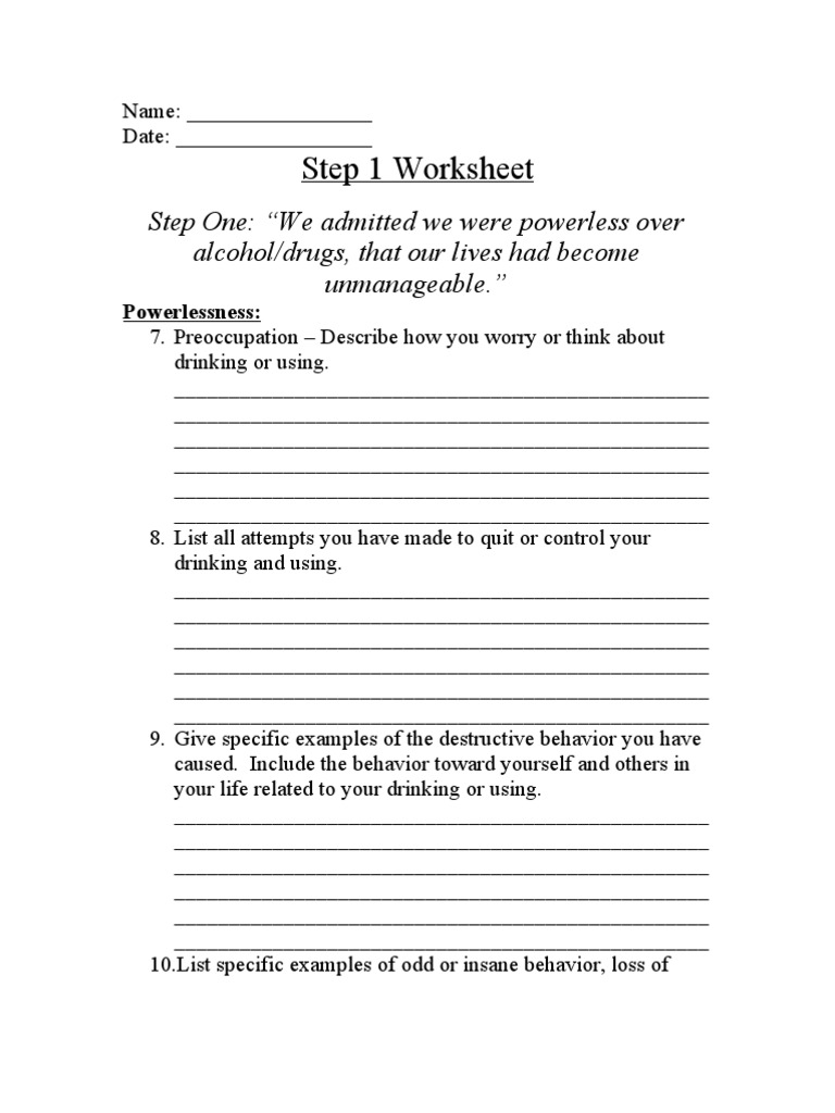 Group Step 1 Worksheet PDF Drugs Applied Psychology Worksheets Group Step 1 Worksheet PDF Drugs Applied Psychology Worksheets