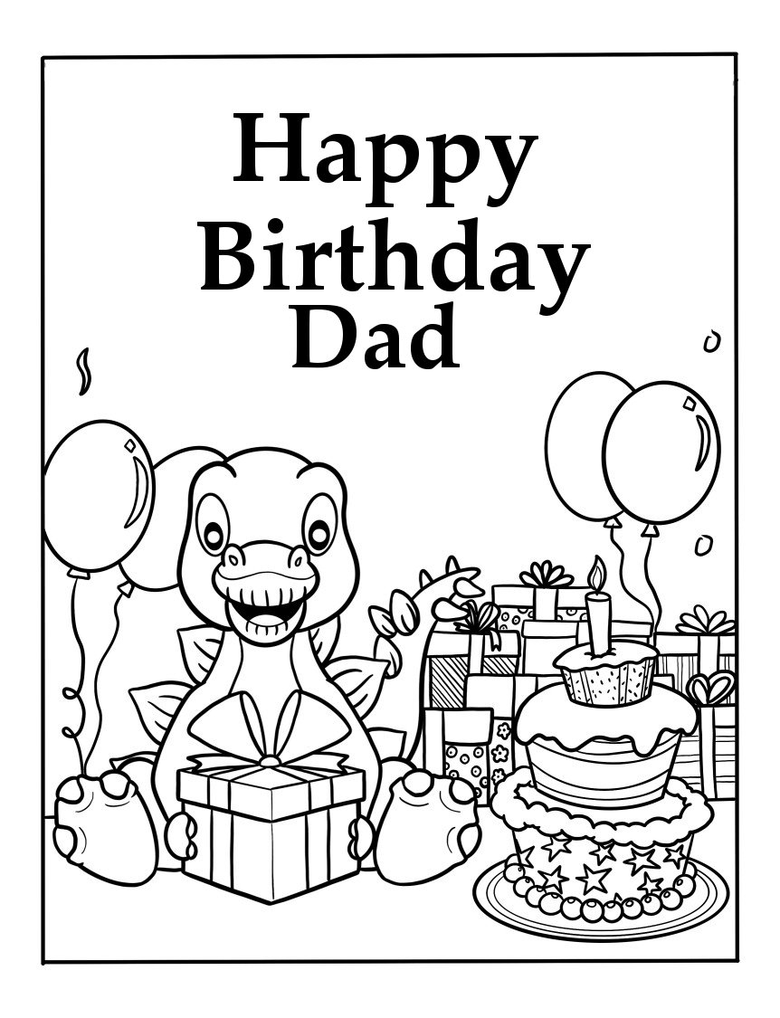 coloring pages happy birthday dad