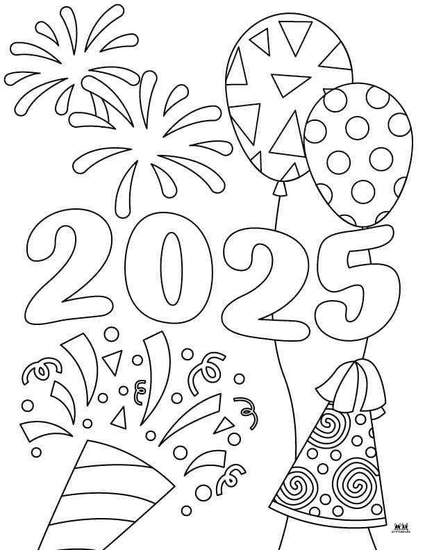 Happy New Year 2025 Coloring Pages Coloring Nation