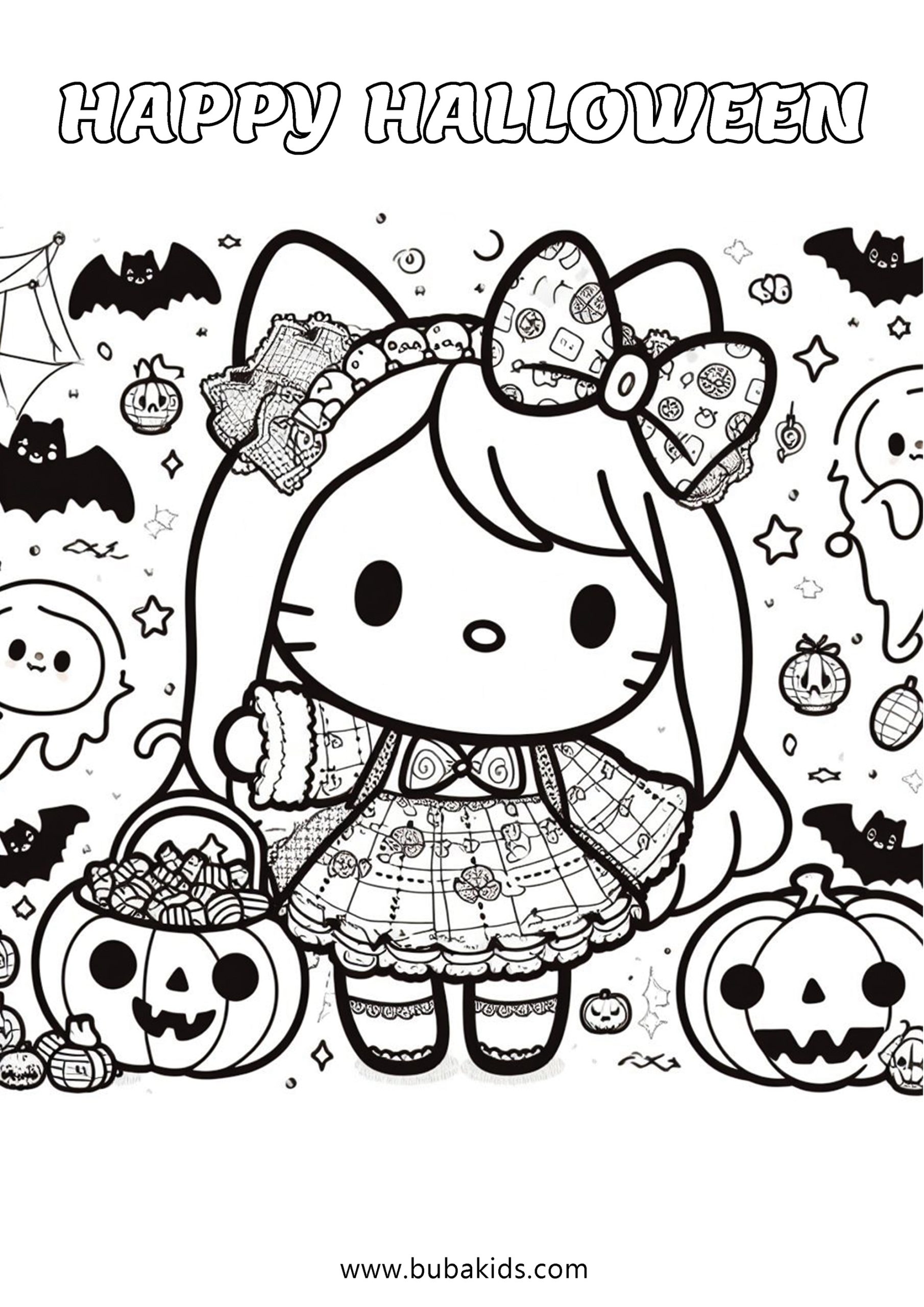 Hello Kitty Coloring Page Halloween