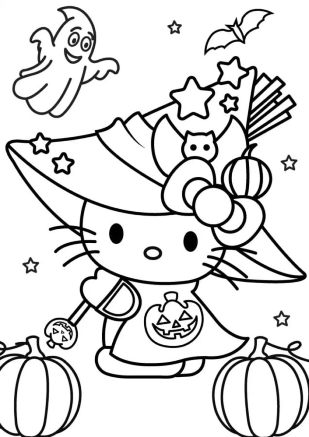 Hello Kitty Halloween Coloring Pages