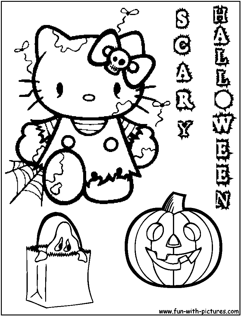 hello kitty halloween coloring page