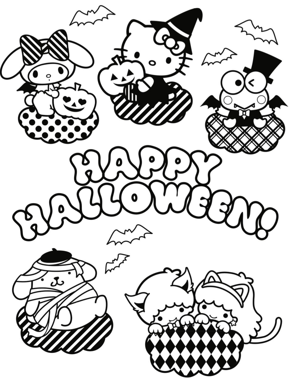 halloween hello kitty coloring pages