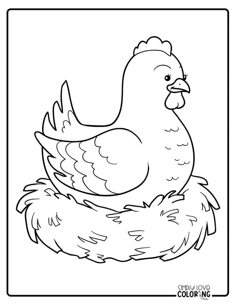 Hen Outline Coloring Farm Clipart Animal Pages Animals Chicken Kids 