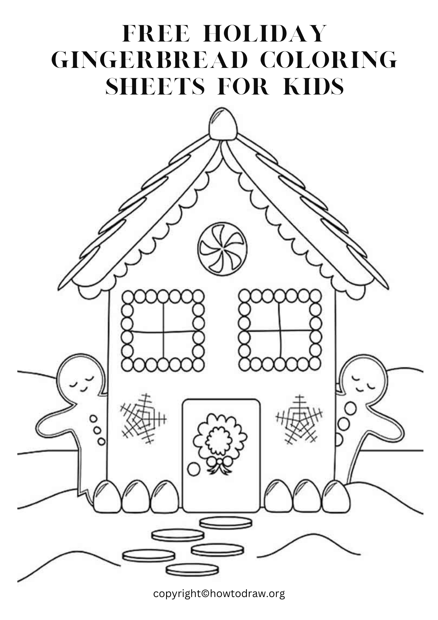 Holiday Gingerbread Coloring Page For Kids Free Printable 