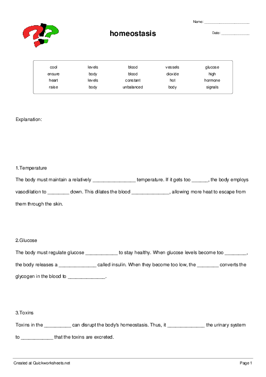 homeostasis worksheet recognize normal parameters homeostasis worksheet recognize normal parameters