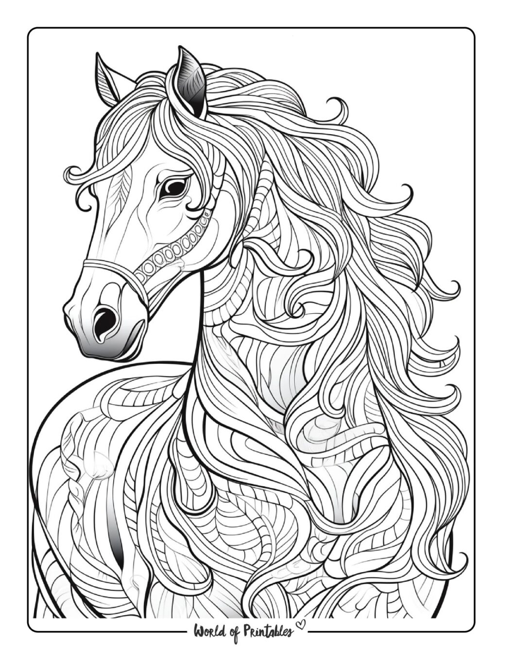 Horse Coloring Pages For Kids Adults World Of Printables