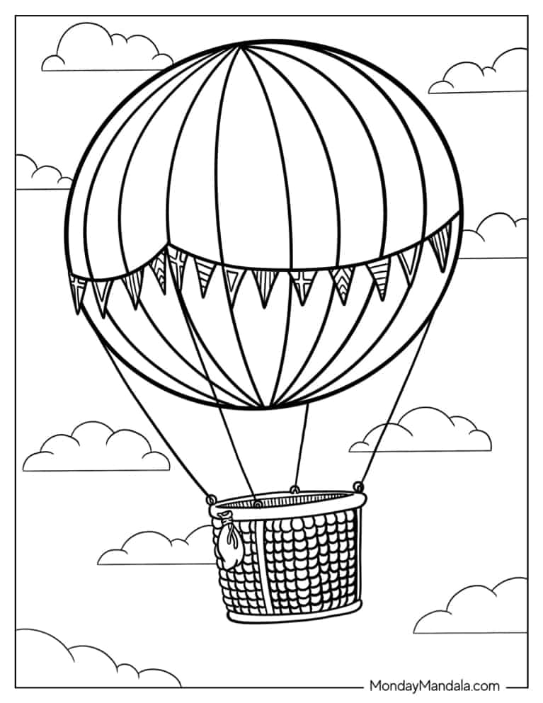 Hot Air Balloon Coloring Pages Free Printable Printable Coloring 