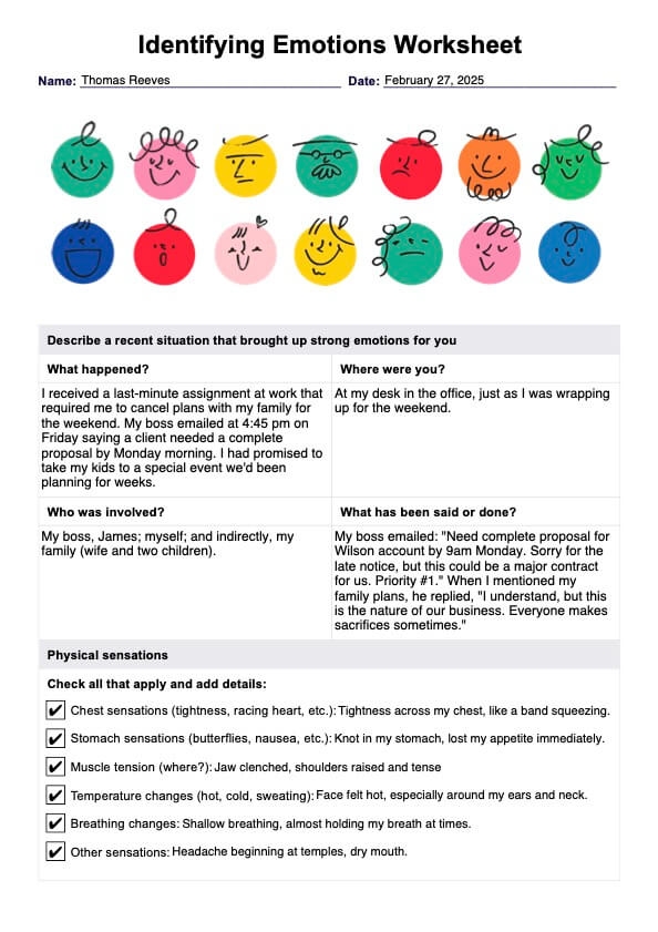 Identifying Emotions Worksheet Pdf