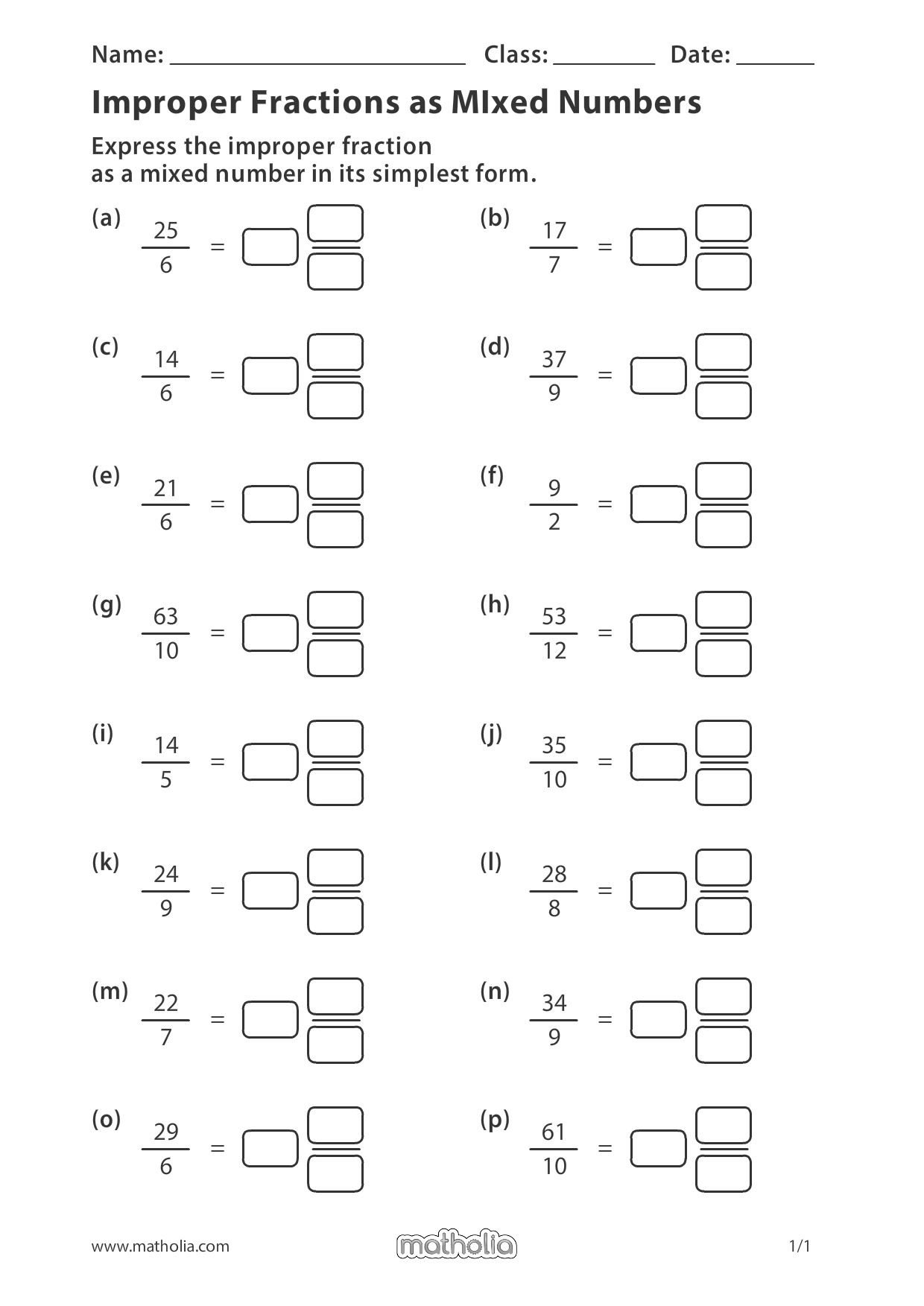 improper fractions to mixed numbers worksheet improper fractions to mixed numbers worksheet