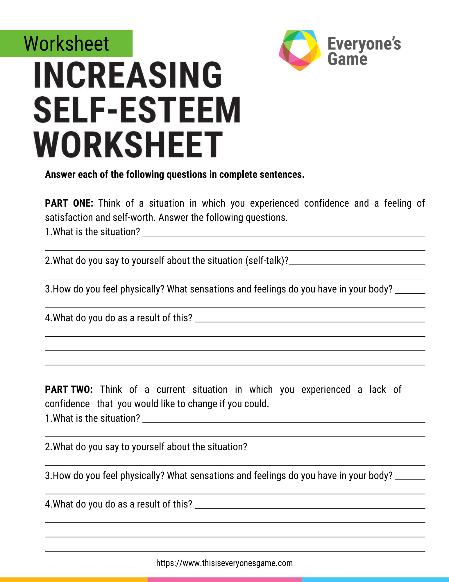 Improving Self Esteem Worksheets 4 Free Printable Self Esteem Improving Self Esteem Worksheets 4 Free Printable Self Esteem
