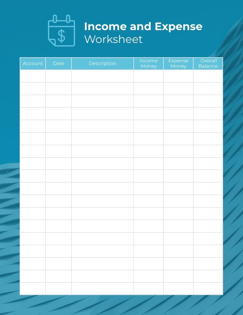 income and expense worksheet
