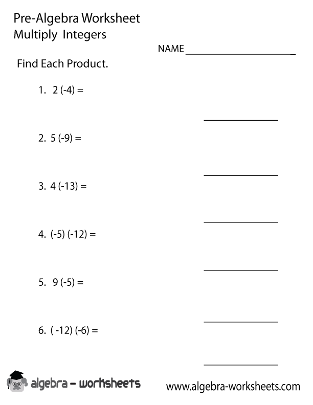 Integers Pre Algebra Worksheet Printable Integers Pre Algebra Worksheet Printable