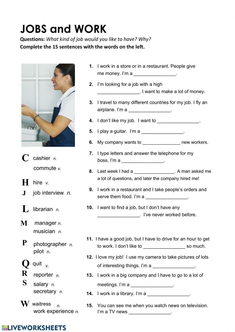 Interactive Worksheet For Jobs And Work Interactive Worksheet For Jobs And Work