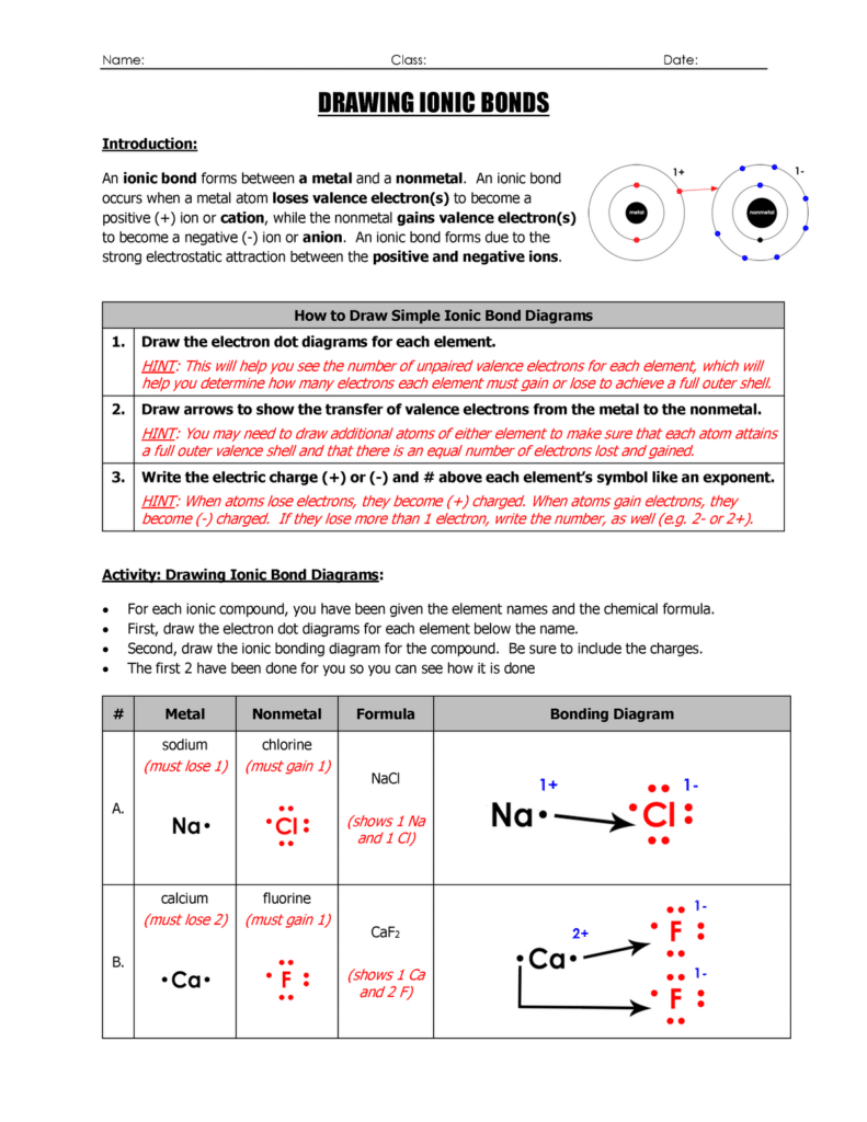 ionic bonding worksheet ionic bonding worksheet
