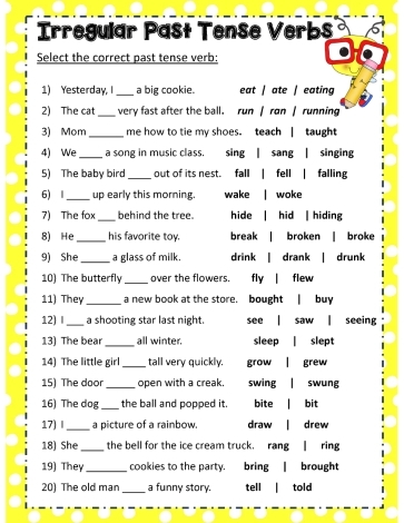 Irregular Past Tense Verbs Worksheets Worksheets Library Irregular Past Tense Verbs Worksheets Worksheets Library