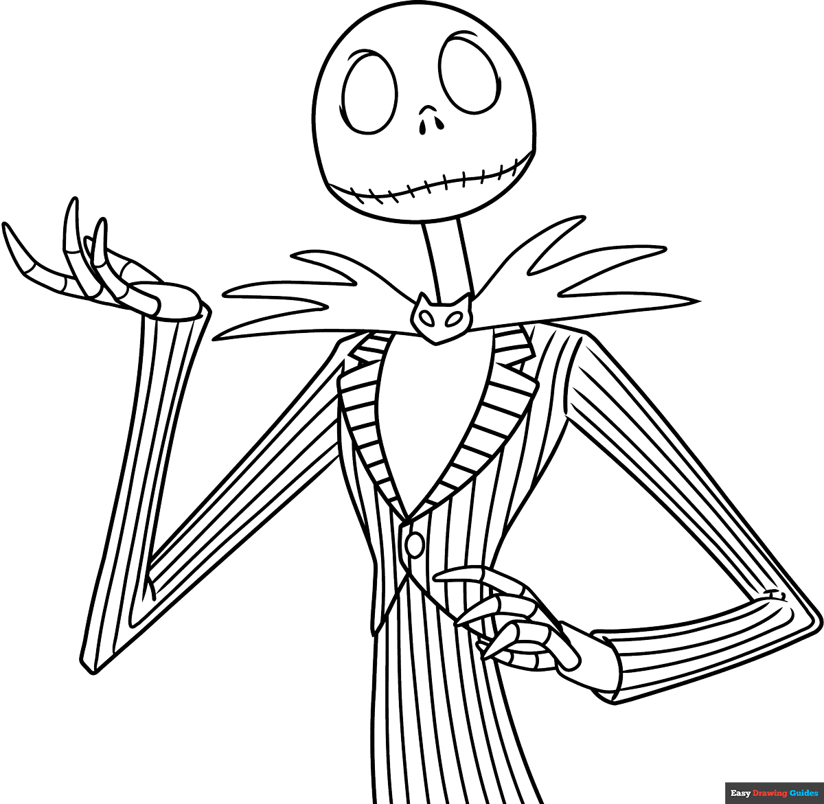 Jack Skellington From The Night Before Christmas Coloring Page Easy 