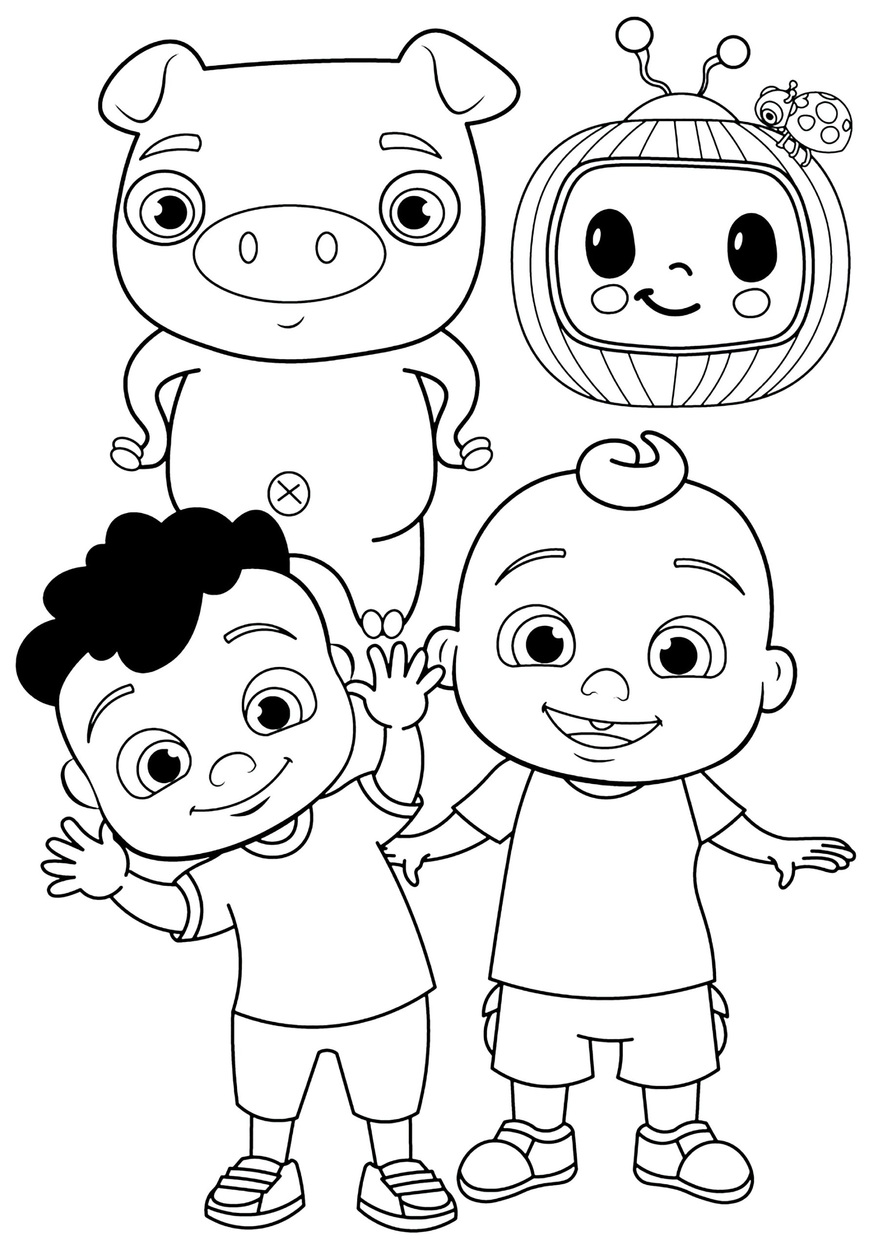 JJ With Cody And Other Cocomelon Characters Cocomelon Coloring Pages