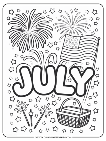 July Coloring Pages For Kids 5 Free Printable Pages Easy Coloring 
