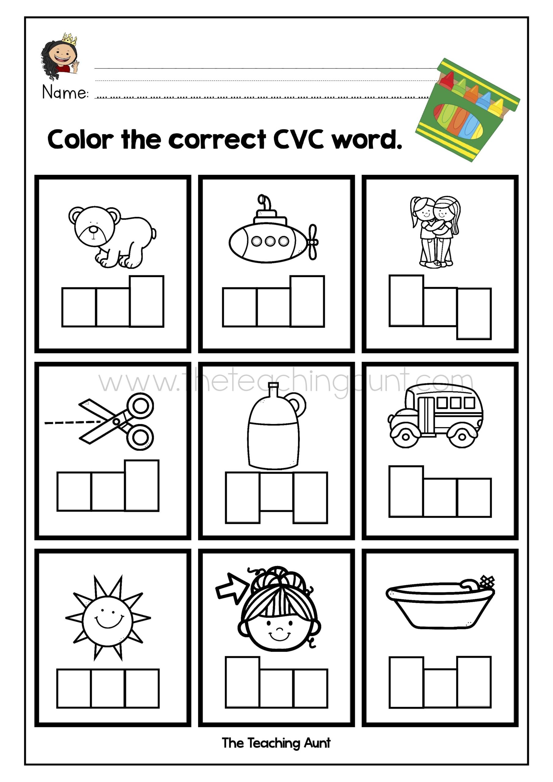 cvc worksheets for kindergarten