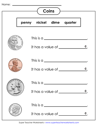 Kindergarten Identify The U S Coins Activity Sheet Worksheets Library Kindergarten Identify The U S Coins Activity Sheet Worksheets Library