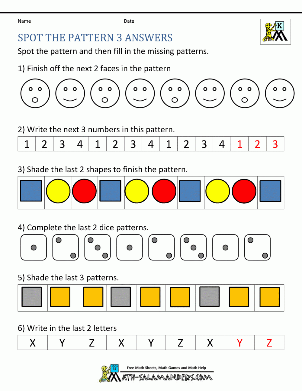 Kindergarten Pattern Worksheet Kindergarten Pattern Worksheet