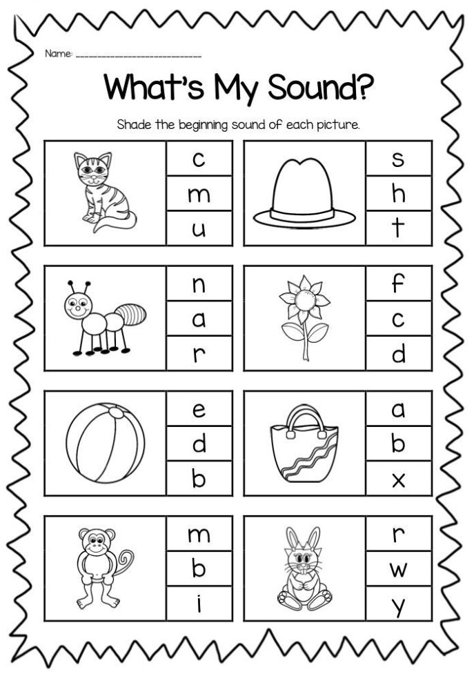 Kindergarten Phonics Worksheet