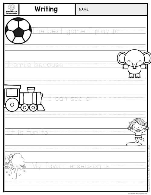 kindergarten writing worksheets
