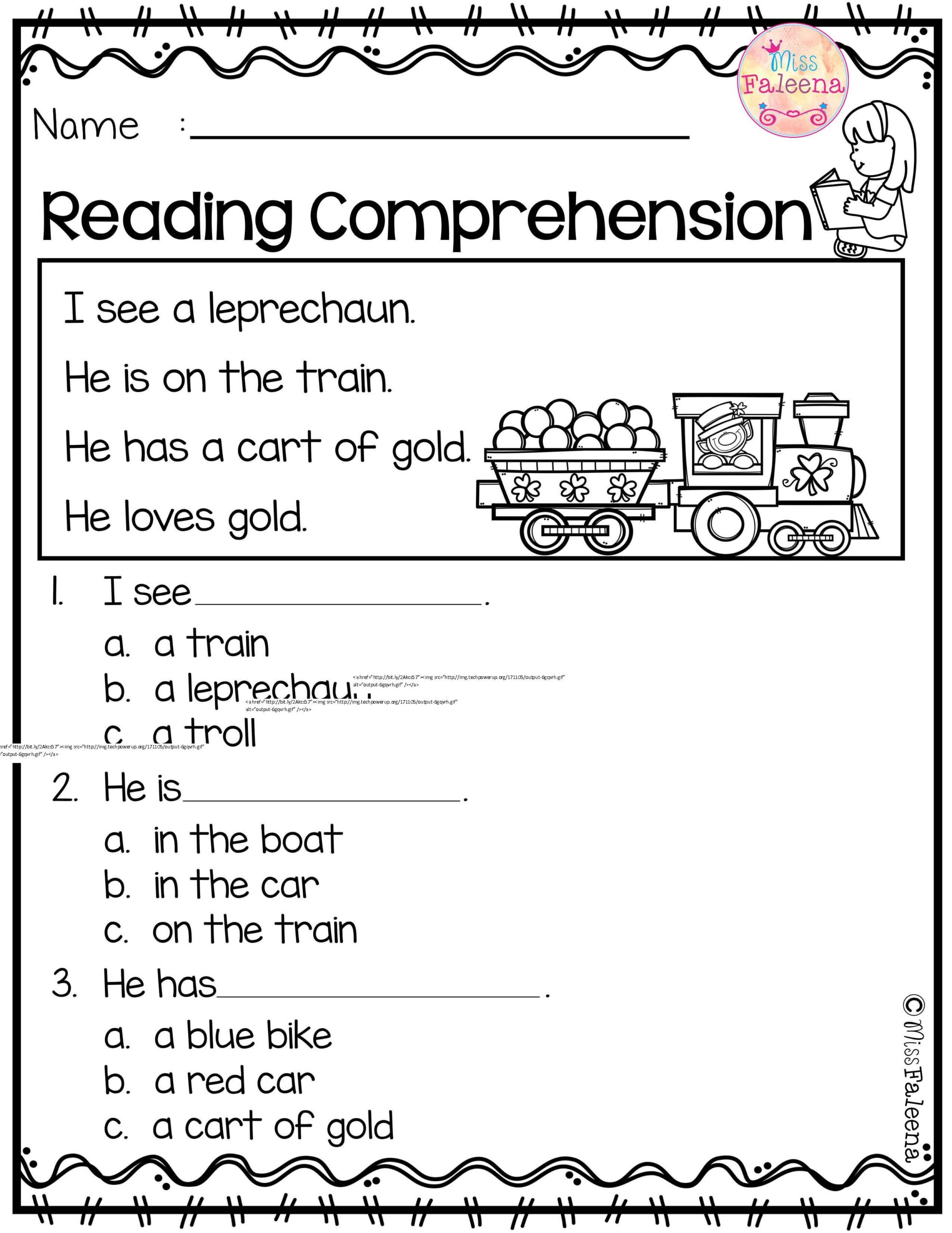 Kindergarten Reading Comprehension Worksheets Worksheets Library