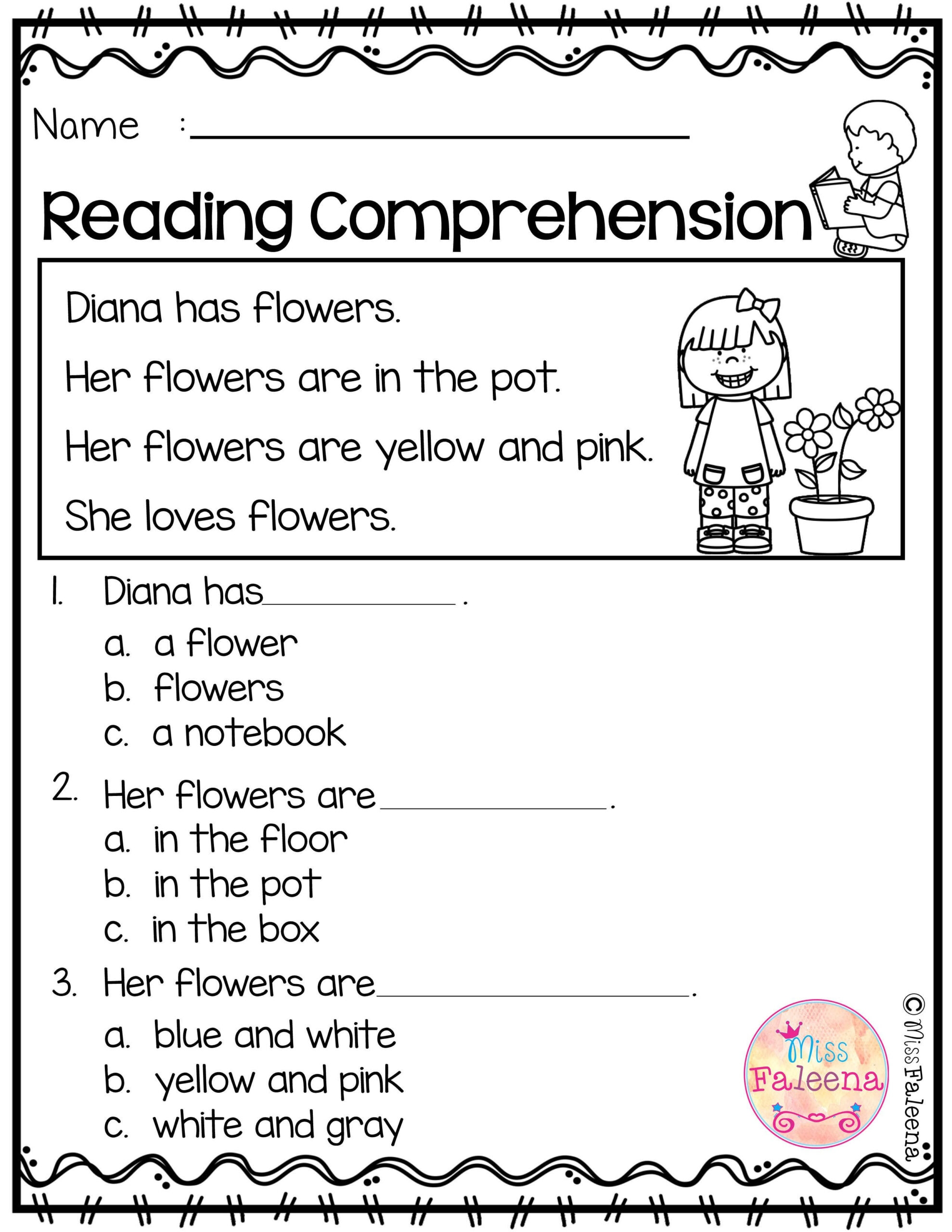 Kindergarten Reading Worksheets Comprehension Reading Comprehension 