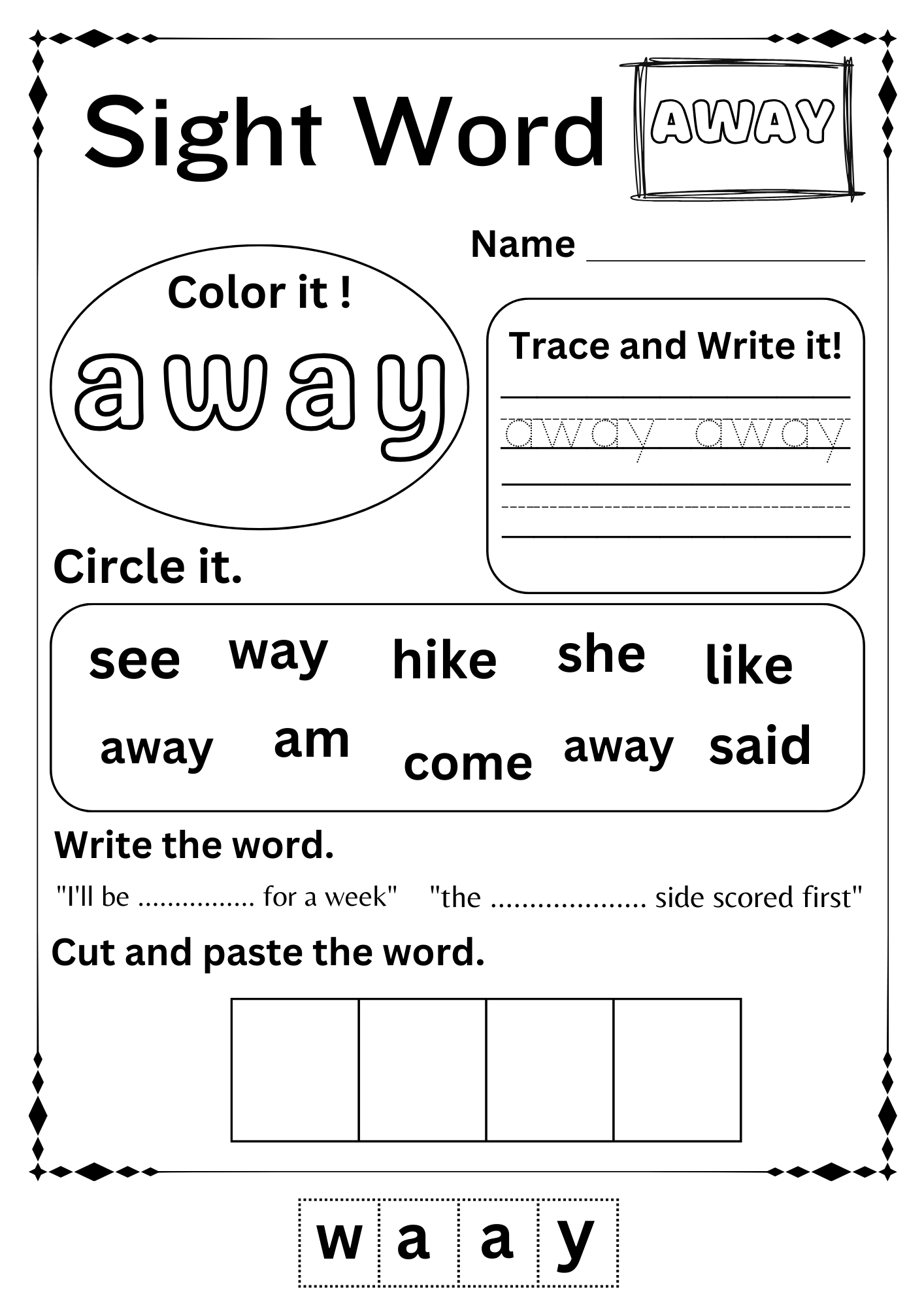 Kindergarten Sight Word Practice 100 Write And Learn Sight Word