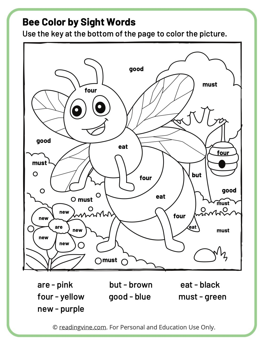 sight words for kindergarten worksheets