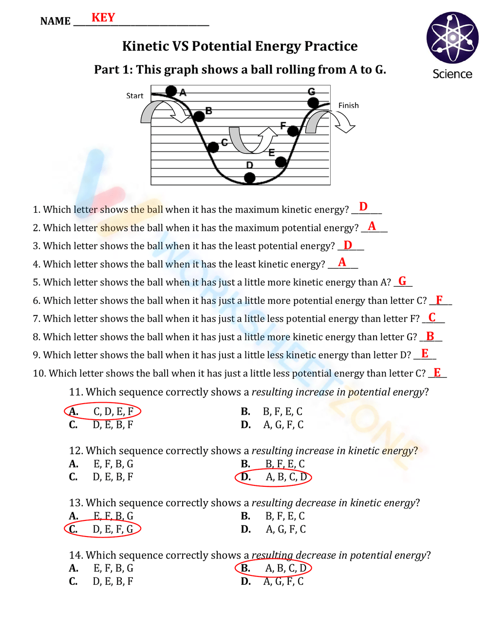 Kinetic VS Potential Energy Practice Worksheet Worksheets Library