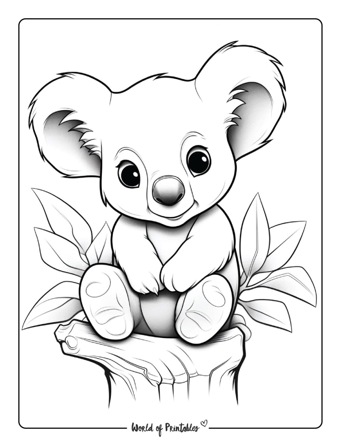 Koala Coloring Pages For Kids Adults World Of Printables