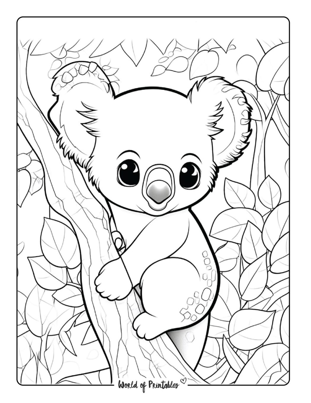 Koala Coloring Pages For Kids Adults World Of Printables