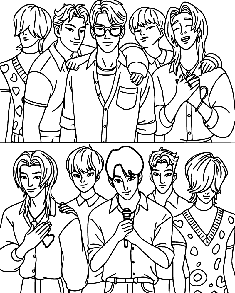 KPop Demon Hunters Saja Boys Coloring Page KPop Demon Hunters Saja Boys Coloring Page