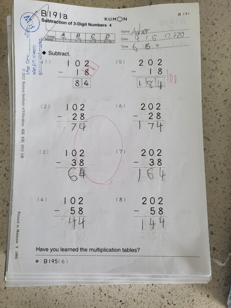 Kumon Math Level B Worksheets Adriansonfifth