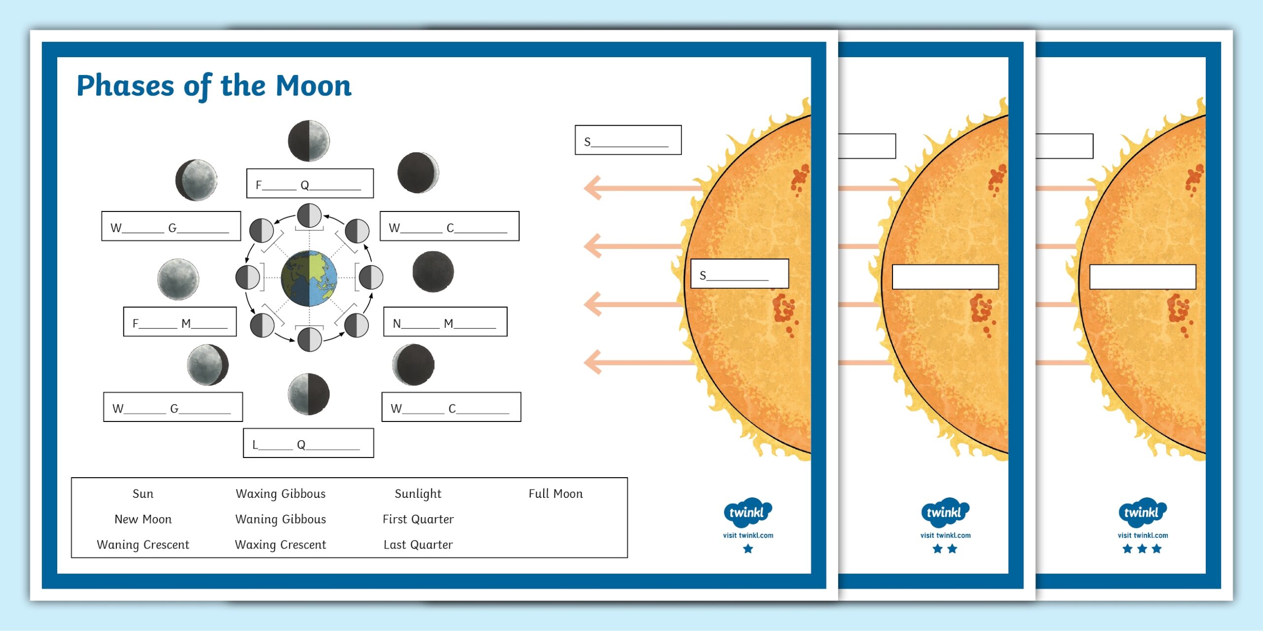 phases of the moon worksheet