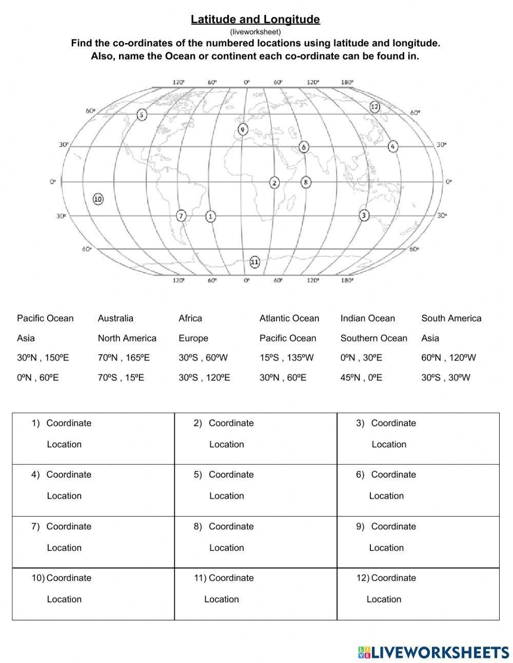 Latitude And Longitude Worksheets Worksheets Library