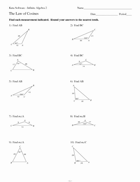 Law Of Sines Worksheet Luxury Law Sines Worksheet Geometry Geo Kids 