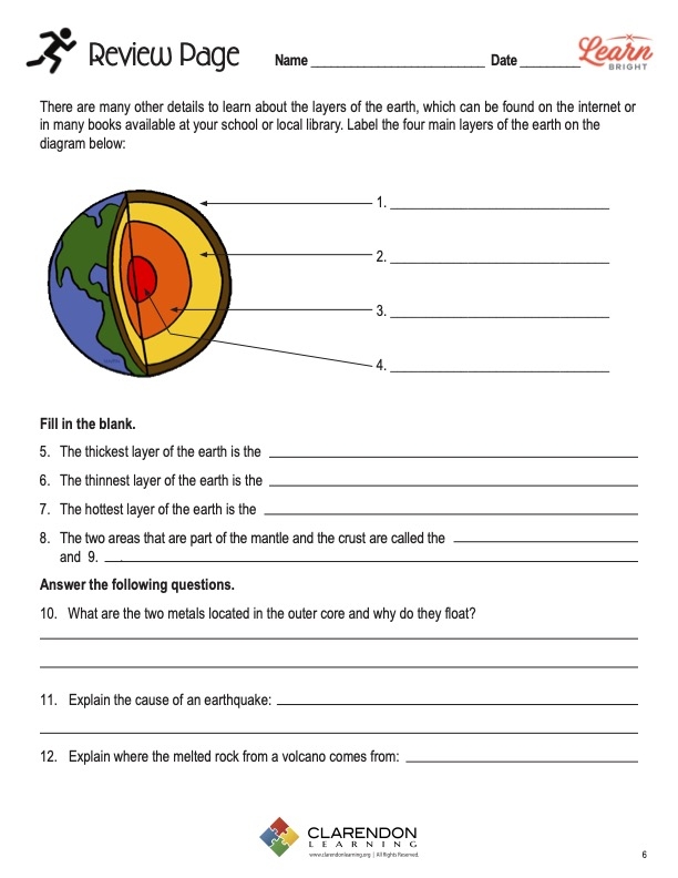 Layers Of The Earth Worksheets Library