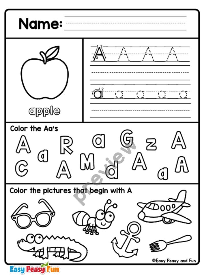 Letter A Worksheets For Preschool And Kindergarten Easy Peasy And Fun Letter A Worksheets For Preschool And Kindergarten Easy Peasy And Fun