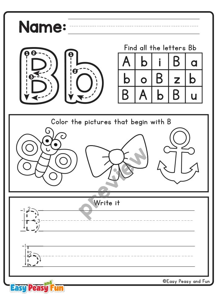 Letter B Worksheets For Preschool And Kindergarten Easy Peasy And Fun